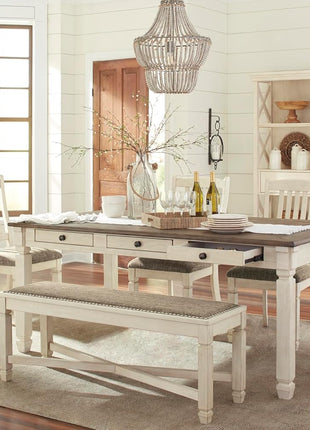 Bolanburg French Country Dining Room Server by Signature Design by Ashley, Featuring 3 Doors and 2 Adjustable Shelves, Wood Construction, Dimensions: 57.88" W x 18.13" D x 36" H, Elegant Two-Tone White and Brown Finish