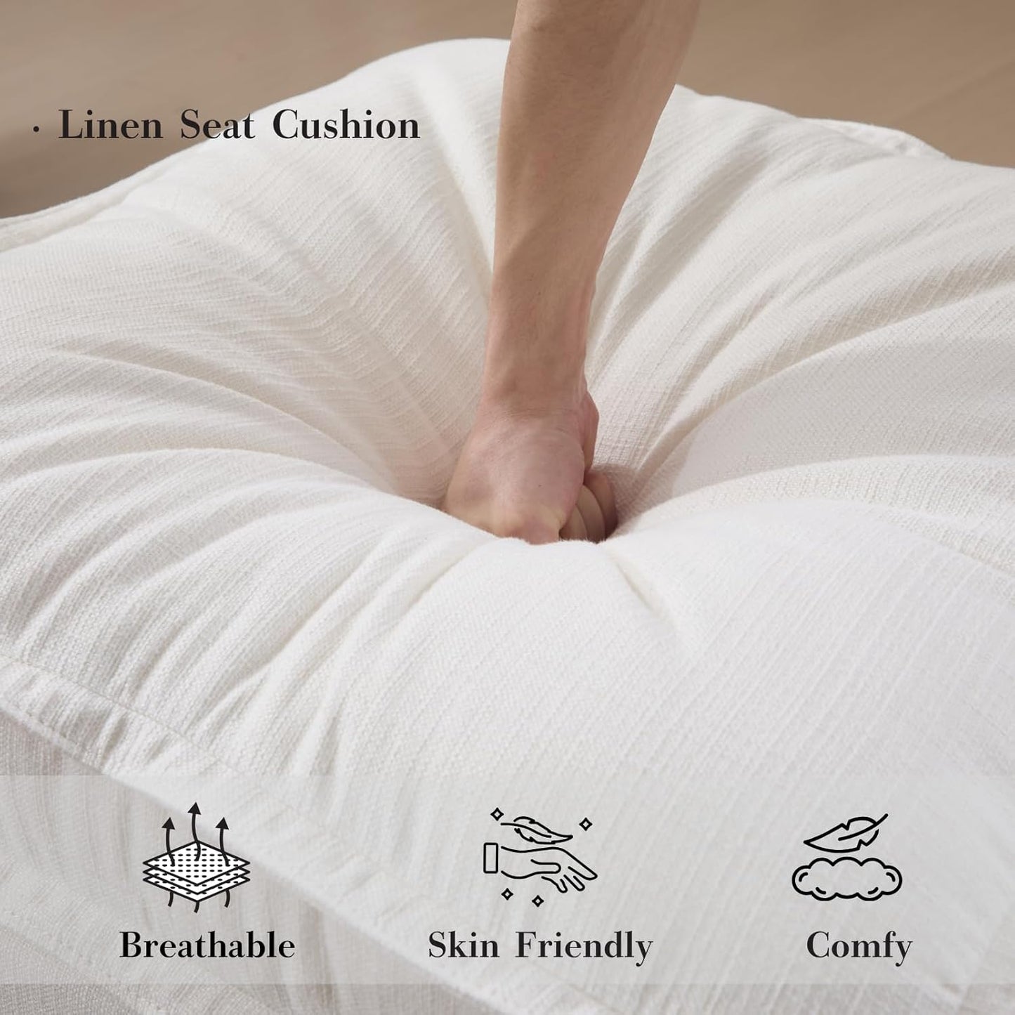 HEAY-YO 67 Inches Modern Modular Sectional Sofa,2-Seater Comfy Couch with High Density Foam and Armrests,Floor Sofa for Living Room Bedroom Apartment,Linen White