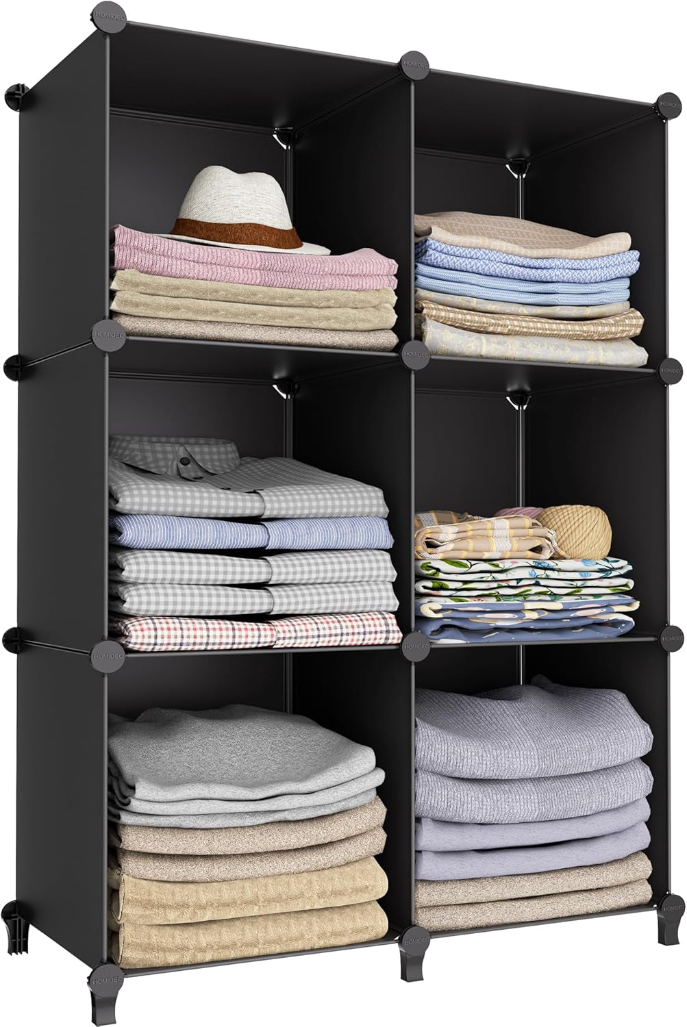 6-Cube Storage Organizer, Closet Organizer Storage Cabinet Shelf Bookcase Bookshelf with Metal Hammer, Storage Cubes Organizer Cabinet for Kids, Closet, Bedroom, Bathroom(11.8X11.8X11.8 Inch)Black