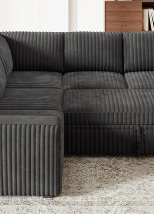 Elegant Dark Grey Modular Sectional Sofa Bed with Storage Solutions for the Living Room