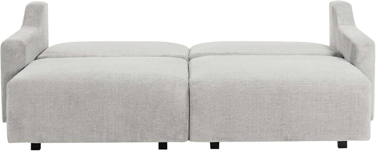 Glendle 90.2" Queen Size Wll-Hugging Convertible Sof, Dremcoil Comfort, Chenille Fbric, Crem