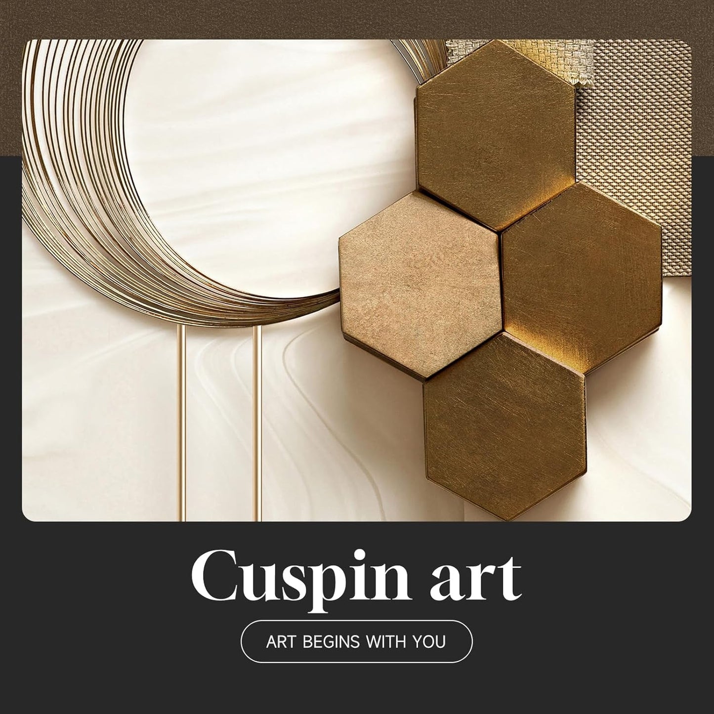 Large Framed Modern Luxury Gold Wall Art for Living Room, 3 Piece Bright Style Art Prints Paintings Artwork for Walls, Bronze Gold Geometric Pictures for Hallway Stair Office Wall Decor 24X36 In