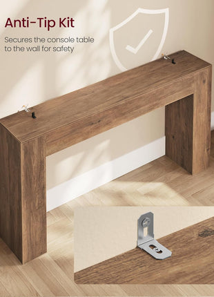 Farmhouse-Inspired Entryway Console Table with Sturdy Thick Top, Easy Assembly, Dimensions: 11.8 x 63 x 31.5 Inches, Honey Brown Finish