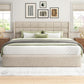 King Size Lift up Storage Bed Frame, Linen Upholstered King Platform with Button Tufted Wingback Headboard and Under-Bed Storage, Hydraulic Support, No Box Spring Needed, Noise Free, Beige