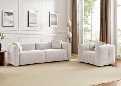 Living Room Furniture Sets Include 95" Sofa & 42" Armchairs, Boucle Upholstered Oversized Couch with Pillows, Living Room Furniture Set for Bedroom Apartment (Light Khaki, 1 Sofa+1 Chair)