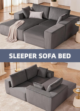 108-Inch Modular Sectional Sofa - Modern L-Shaped Cloud Couch with Deep Seat and Left-Facing Chaise, Upholstered for Living Room or Bedroom (Grey)