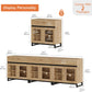 3 in 1 Multifunctional Sideboard Buffet Cabinets with 6 Glass Doors, Modern Sideboard Credenza, Coffee Bar Storage Cabinet for Living Room, Kitchen, Oak