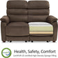 61.6'' Wall Hugger Power Loveseat Recliner, Reclining Loveseat with Adjustable Headrest, USB Charge Ports, Wood Legs for Living Room, Rvs, Small Spaces, Fabric ST258M1 (Loveseat, Coffee)