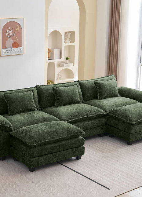 Ultimate Comfy Cloud 120" Modular Sectional Sofa with Ottoman - Ideal for Cozy Living Room Spaces