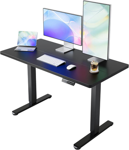 Electric Standing Desk,48" X 24" Height Adjustable Desk, 4 Memory Height Settings, Sit to Stand up Desk for Home Office, with Headphone Hook, Cable Manager, Black