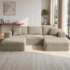 Modular Sectional Sofa | 108" Cloud Couch with Cozy Textured Corduroy,U-Shaped Boneless Couch Pit Sofa,High-Density Foam Convertible Floor Couch for Home,1400Lbs Support | Oat Beige | 2 Manageable Boxes