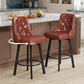Swivel Barstools Set of 2, 26’’H Modern Counter Height Barstool with Metal Legs,Faux Leather Upholstered Bar Stools with Back for Kitchen Island, Dining Room, Pub - Brown