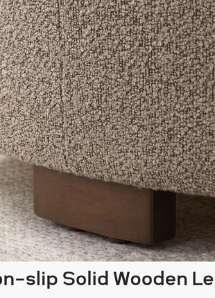 30-Inch Round Storage Ottoman Coffee Table, Modern Boucle Design with Lift-Off Lid and Solid Wood Legs for Living Room, Bedroom, and Apartment Use (Brown)
