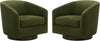 Swivel Accent Chair, FSC Certified Upholstered Velvet Barrel Chair for Living Room Set of 2, Fully Assembled, Forest Green