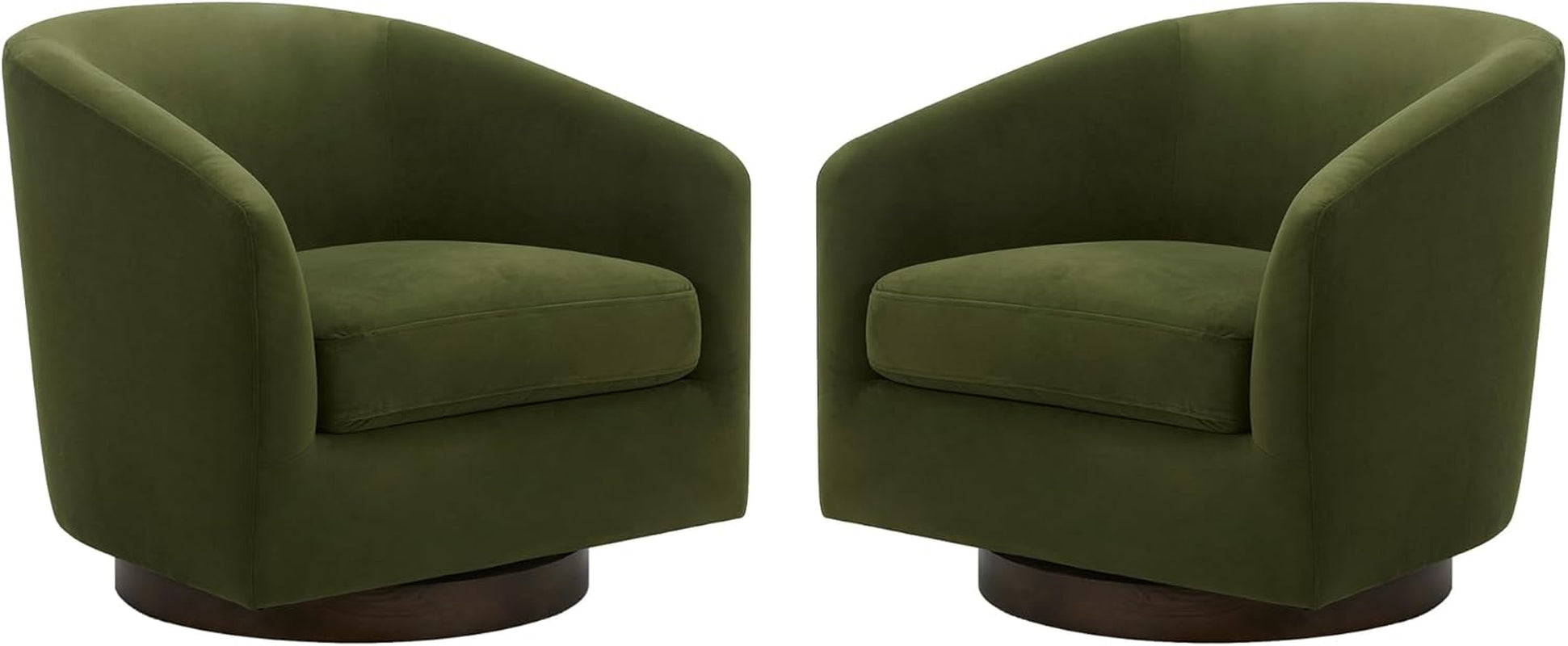 Swivel Accent Chair, FSC Certified Upholstered Velvet Barrel Chair for Living Room Set of 2, Fully Assembled, Forest Green