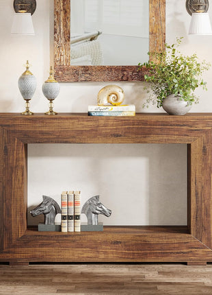47-Inch Industrial Farmhouse Console Table with Storage for Living Room and Hallway