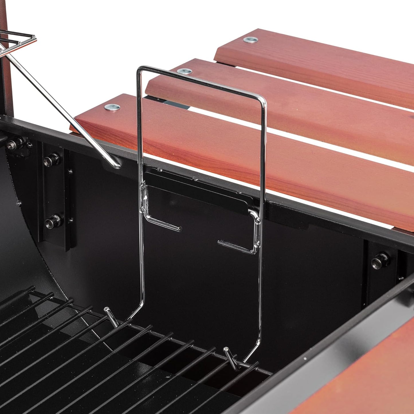 CC1830V 30 Barrel Charcoal Grill with Wood-Painted Side Front Table, 627 Square Inches Cooking Space, for Outdoor Backyard, Patio and Parties, Black