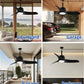 42" Outdoor Ceiling Fans with Lights, IP66 Wet Rated Waterproof Ceiling Fan with Remote Control, 6-Speed DC Motor, Farmhouse Gazebo Fan for Porch Patios Pavilion (Black)