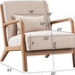 Mid Century Modern Accent Chair with Wood Frame, Upholstered Living Room Chairs with Waist Cushion, Reading Armchair for Bedroom Sunroom (Beige)