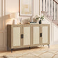 Buffet Cabinet with Storage, 48" Rattan Sideboard with Adjustable Shelves, Modern Coffee Bar Cabinet Console Table with Doors, Credenza for Kitchen, Living Room, Entryway, Dining Room, Wood