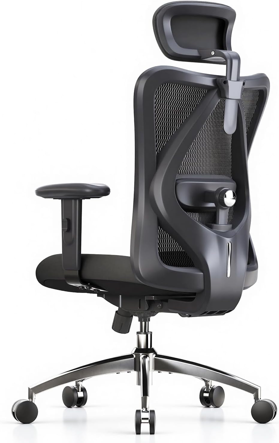 M18 Ergonomic Office Chair, High Back Mesh Desk Chair with Adjustable Headrest & Lumbar Support, 330Lbs Capacity Computer Chair with 2D Armrests & Wide Cushion, Tilt Lock, for Home Office-Black