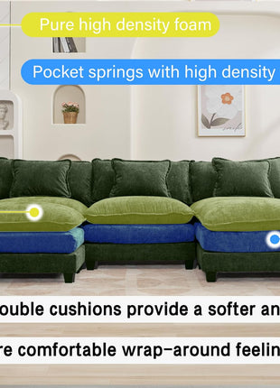 Ultimate Comfy Cloud 120" Modular Sectional Sofa with Ottoman - Ideal for Cozy Living Room Spaces