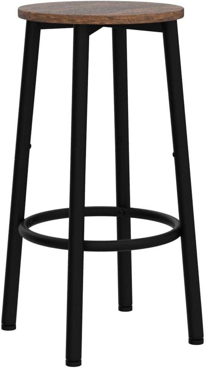 Bar Stools, Set of 2 Bar Chairs, Kitchen round Height Stools with Footrest, Breakfast Bar Stools, Sturdy Steel Frame, for Dining Room, Kitchen, Party, Easy Assembly, Rustic Brown BF03BY01