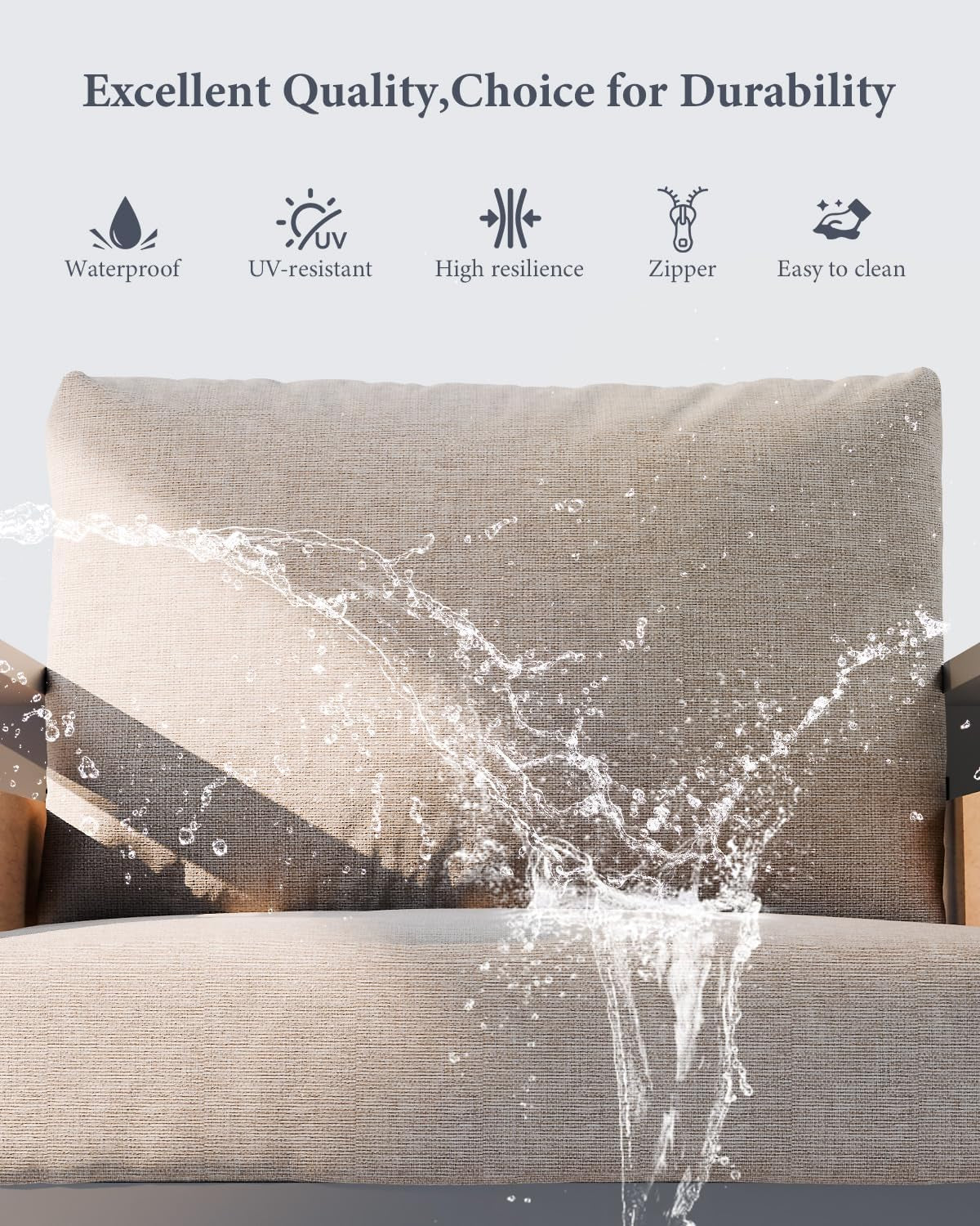 Aluminum Outdoor Patio Furniture - 2 Pcs Armchair, All-Weather Metal Modern outside Furniture with Washable Thick Cushion for Garden/Backyard/Porch, Grey