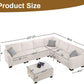 Oversized Modular Sectional Sofa,7 Seat U Shaped Couch with Ottoman,Corduroy Sofa with Deep Seat,Convertible Large Sectional Couches for Living Room(Cream, L-7)
