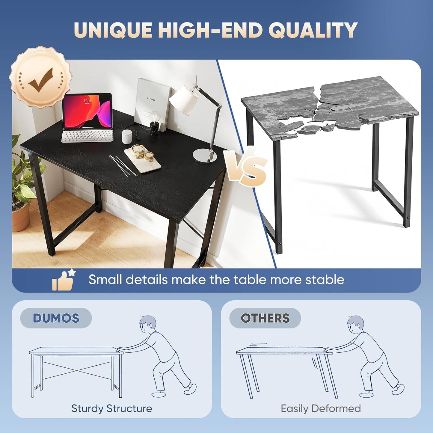 32 Inch Office Small Computer Desk Modern Simple Style Writing Study Work Table for Home Bedroom - Wood Black