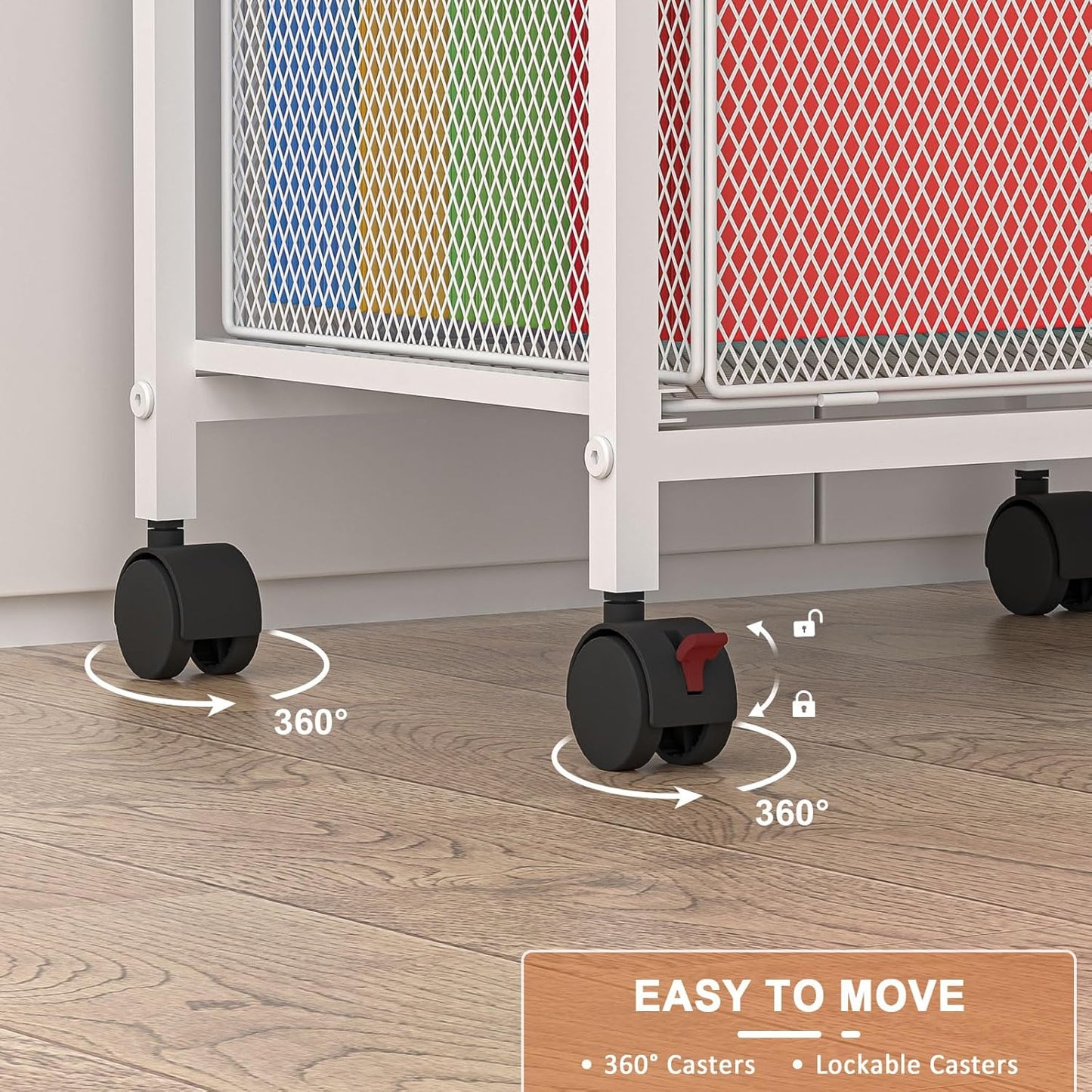 Rolling File Cabinet with Adjustable Dividers, Mobile Filing Cabinet with Storage Drawer on Lockable Wheels, Hanging File Organizer beside under Desk for Office, Home, White（Patent Pending）