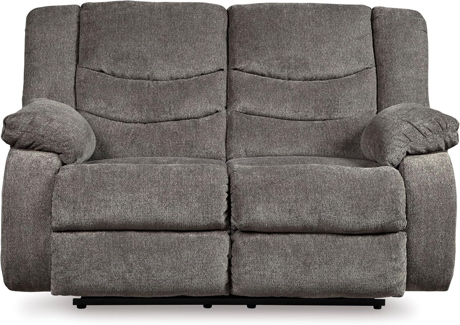 Tulen Reclining Loveseat, Dual-Sided Recliner, Pull Tab Reclining Motion, Fabric Upholstery, 63" W X 40" D X 40" H, Dark Gray