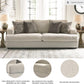 Soletren Contemporary Chenille Queen Sofa Sleeper with 4 Accent Pillows, Off-White