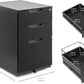 Mobile File Cabinet, Black, 20.71" D X 15.51" W X 24.29" H | with Lock, 3 Drawer
