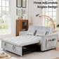 Convertible Sofa Bed, Pull Out Couch with Side Pockets, 3 in 1 Velvet Fabric Loveseat Sleeper Sofa Bed, Pull Out Couch with Adjustable Backrest for Living Room, Bedroom, Apartment, Light Gray