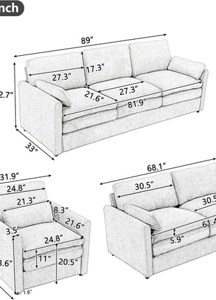 2-Piece Chenille Sofa Set for a Comfortable and Inviting Living Room Experience