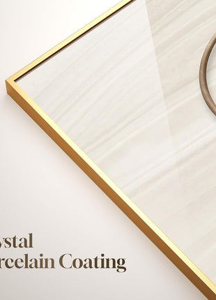 Large Framed Modern Luxury Gold Wall Art Set - 3-Piece Bright Style Art Prints for Living Room, Bronze Gold Geometric Artwork for Hallway, Staircase, and Office Decor - 24x36 Inches