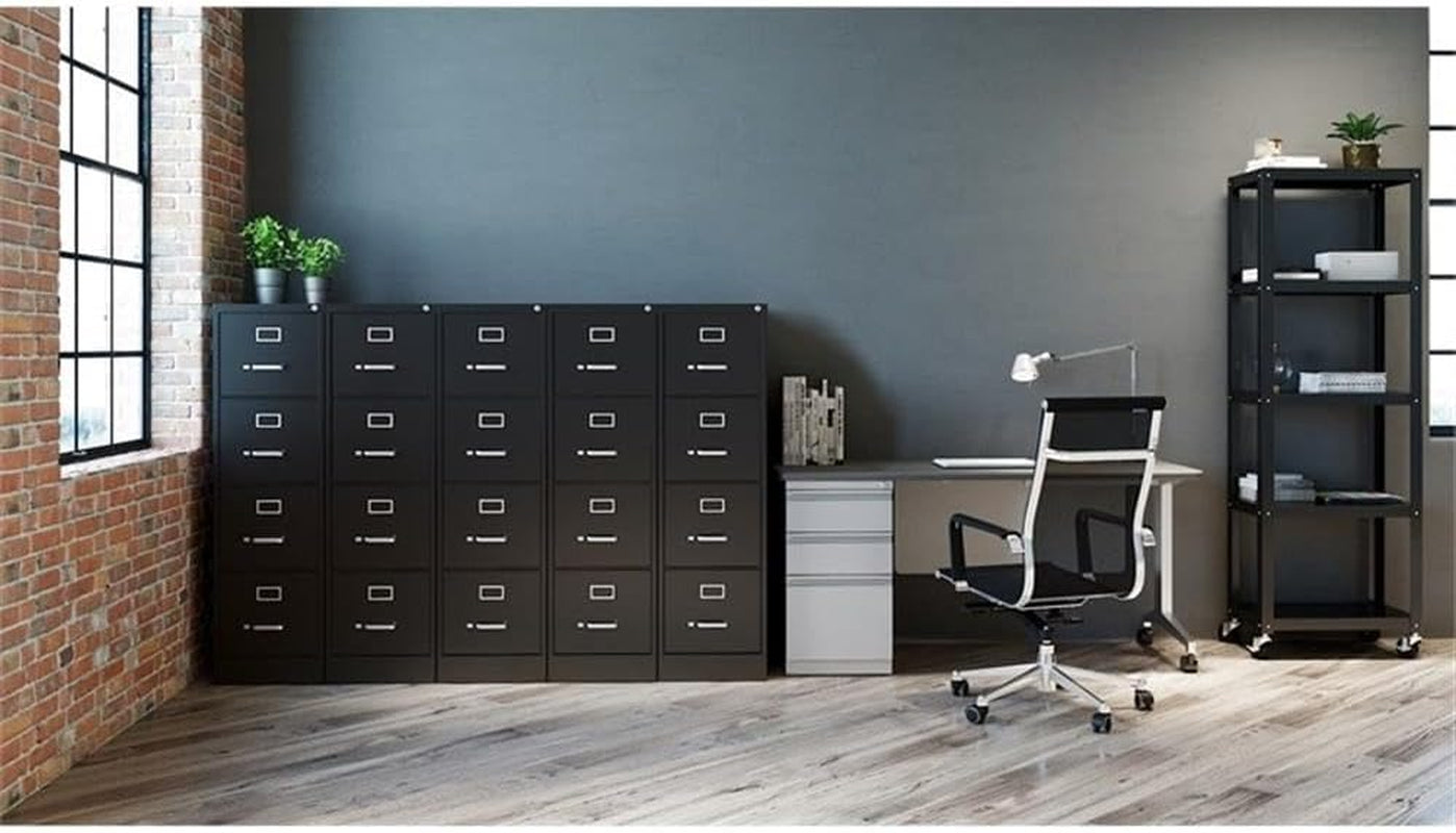 4 Drawers 52" Vertical Black Metal Filing Cabinet Lockable Pre-Assembled Stationary Letter Size for Home, Office