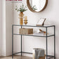39.4 Inch Console Sofa Table, Modern Entryway Table, Tempered Glass Table, Metal Frame, 2 Shelves, Adjustable Feet, for Living Room, Hallway, Black ULGT025B01