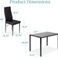 5-Piece Glass Dining Set, Modern Kitchen Table Furniture for Dining Room, Dinette, Compact Space-Saving W/Glass Tabletop, 4 Upholstered PU Chairs, Metal Steel Frame - Black