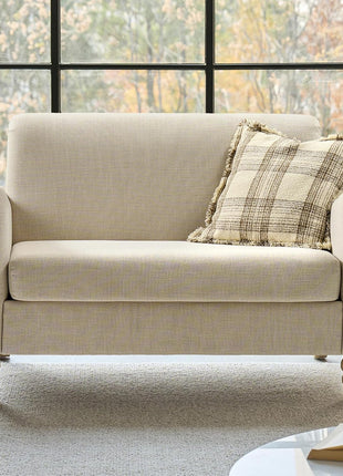 Farmhouse Recliner Armchair with Solid Wood Spindle Legs, Adjustable Backrest and Footrest, Comfortable High Back Single Sofa for Living Room, Blue Striped Design