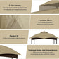 10X12 Replacement Gazebo Canopy Top Cover, Double Tiered Waterproof Canopy Roof for Lowe'S Allen Roth Gazebo #GF-12S004B-1 (Khaki, 10X12)