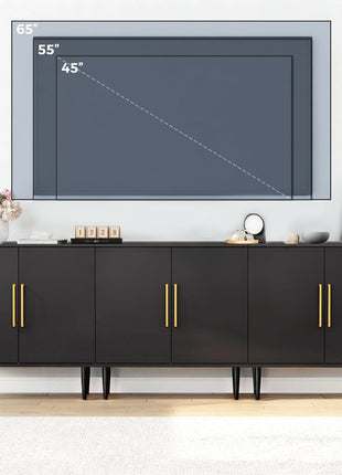 Contemporary Black Free-Standing Storage Cabinet Buffet for Living Room, Hallway, Entryway, and Dining Room