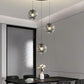3-Light Black Pendant Light Fixtures Modern Smoke Gray Glass Globe Pendant Lights Kitchen Island Adjustable Hanging Lights Globe Stairwell Lighting Black Chandelier for Dining Room