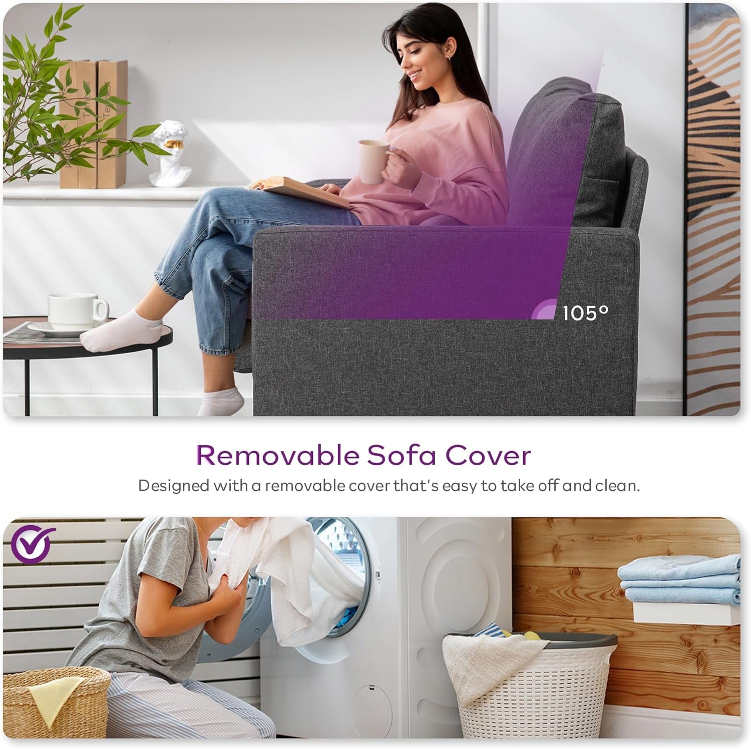 Linen Fabric Modern Small Loveseat Sofa Couch for Living Room, 51" W Little Upholstered 2-Seater Mini Love Seats W/Iron Legs for Small Space, Apartment, Bedroom, Dorm, Office (Dark Grey)