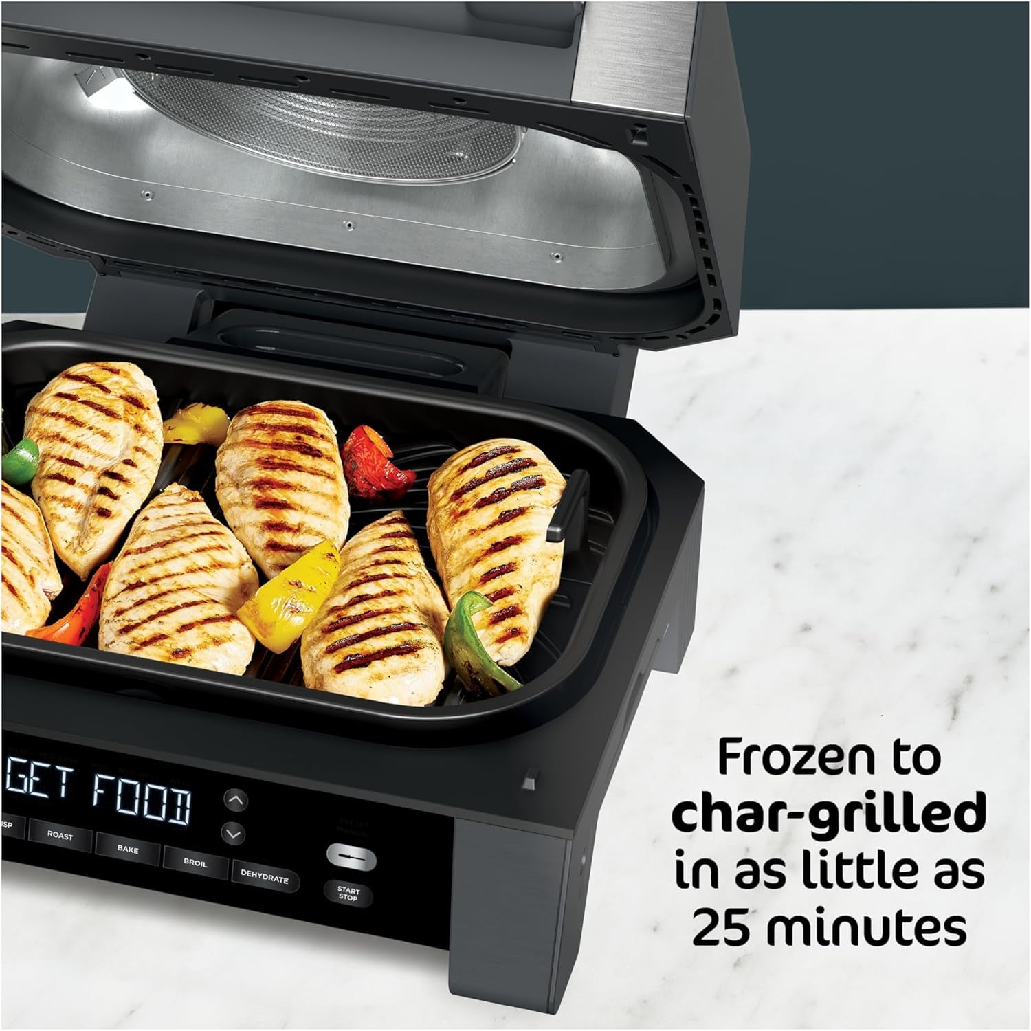 DG551 Foodi Smart XL 6-In-1 Indoor Grill with Air Fry, Roast, Bake, Broil, & Dehydrate, Foodi Smart Thermometer, 2Nd Generation, Black/Silver