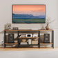 TV Stand with Power Outlets to 65 Inches, TV Console Table with Open Storage Shelves, Industrial Media Entertainment Center for Living Room Bedroom, Rustic Brown and Black BF40DS01