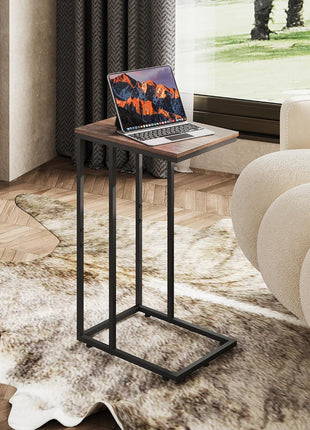 C-Shaped End Table - Versatile Small Side Table for Sofa and Bed, Perfect for Living Room, Bedroom, and Home Office in Compact Spaces