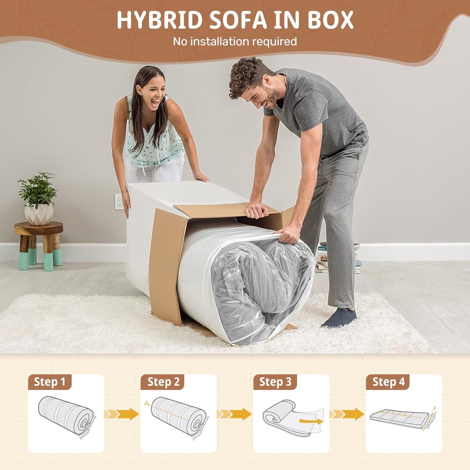 75'' Cloud Loveseat Sofa, No Assembly Required Comfy Deep Seat Couches 1 Pcs for Living Room, Bedroom, Apartment