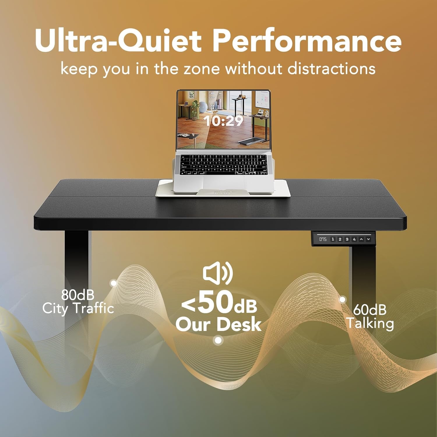 Electric Standing Desk,48" X 24" Height Adjustable Desk, 4 Memory Height Settings, Sit to Stand up Desk for Home Office, with Headphone Hook, Cable Manager, Black